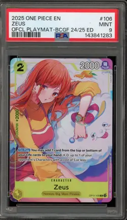 One Piece CCG Zeus Official Playmat BCGF 24/25 Ed OP11-106 PSA 9 Mint - Image 1