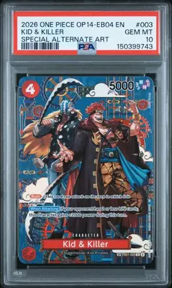 2026 ONE PIECE OP14-EB04 EN #003 KID & KILLER SPECIAL ALTERNATE ART PSA 10 (Q743 - Image 1