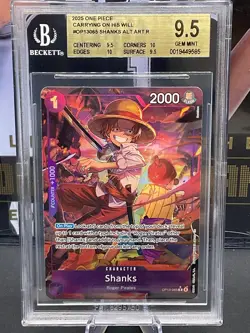 2025 One Piece OP13-065 Shanks ALT ART R Carrying on His Will BGS 9.5 GEM MINT - Image 1