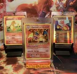 Pokemon 2016 Evolutions Charizard Charmander Charmeleon Holo Card Lot w/ Cases - Image 1