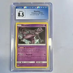 Pokemon Mewtwo Unbroken Bonds 75/214 2019 CGC 8.5 Graded Card (Non-Holo) - Image 1