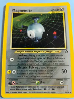 Pokemon TCG Card Neo Discovery Holo LP Rare Magnemite 7/75 - Image 1