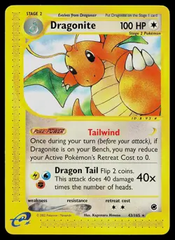 Pokemon Card - Dragonite Expedition Base Set 43/165 Rare - Image 1