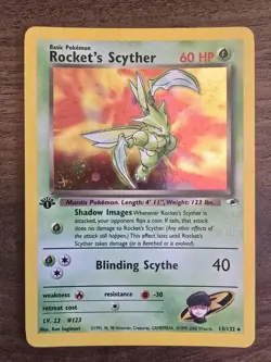 Rockets Scyther 1st Edition Holo Gym Heroes Card 13/132 Near Mint Condition - Image 1