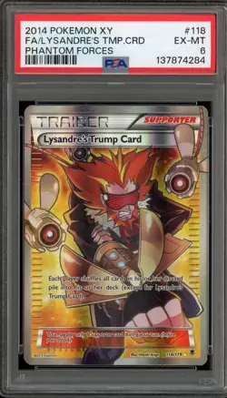 Pokemon Lysandre's Trump Card XY Phantom Forces Full Art #118 PSA 6 - Image 1
