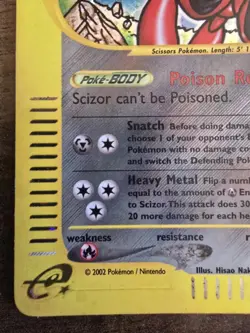 Pokemon Scizor Card Aquapolis H21/H32 Rare Holo Near Mint Condition - Image 5