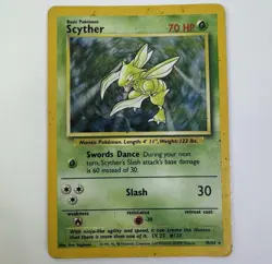 Pokemon TCG Scyther 10/64 Holo No Symbol Error Vintage Jungle Rare Card MP - Image 1
