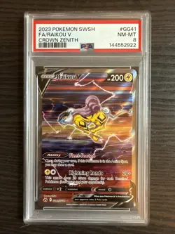 Raikou V GG41/GG70 Full Art 2023 Pokemon SWSH Crown Zenith PSA 8 NM-MT - Image 1