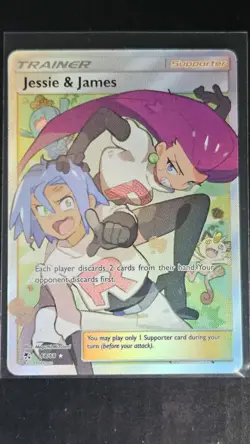 Pokemon Jessie & James 68/68 Hidden Fates Full Art Ultra Rare Holo Trainer Card - Image 1