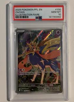 2025 POKEMON PFL EN-PHANTASMAL FLAMES ILLUSTRATION RARE #100 ZACIAN PSA 10 - Image 1