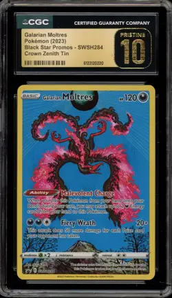 Pokemon Galarian Moltres Crown Zenith Tin Promo SWSH284 CGC 10 Pristine - Image 1