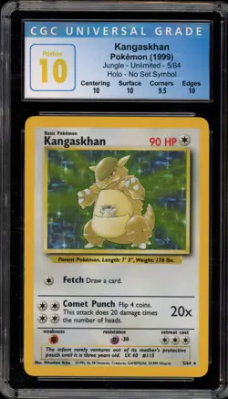 Pokemon Kangaskhan Jungle Holo Rare #5 NO SYMBOL ERROR CGC 10 Pristine - Image 1