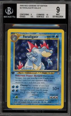 Pokemon Feraligatr Neo Genesis 1st Edition Holo Rare #4 BGS 9 Mint - Image 1