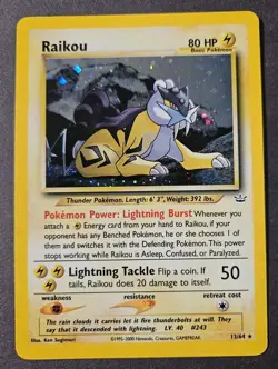 Raikou 13/64 Neo Revelation Holo Rare Pokemon TCG Legendary Light Play + - Image 1