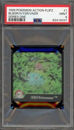 Pokemon Bulbasaur/Ivysaur/Venusaur Action Flipz Series One #1 PSA 9 Mint - Image 1