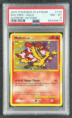 MOLTRES HOLO PSA 8 2009 POKEMON PLATINUM SUPREME VICTORS #149/147 NM-MT 9813 - Image 1