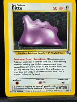 Pokemon TCG Ditto Fossil Holo Rare 3/62 - Image 1