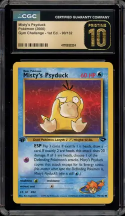 Pokemon Misty's Psyduck Gym Challenge 1st Edition #90 CGC 10 Pristine - Image 1