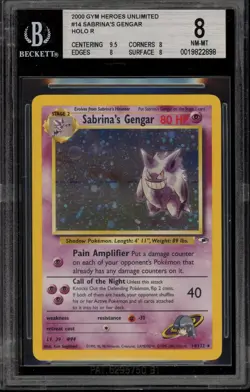 Pokemon Sabrina's Gengar Gym Heroes Unlimited Holo Rare #14 BGS 8 - Image 1