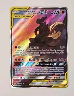 Pokemon Marshadow & Machamp GX Ultra Rare Full Art TAG TEAM Holo 199/214 270 HP - Image 1