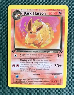 Dark Flareon 1st Edition 35/82-Team Rocket Set, Non-Holo, MP+, Vintage Pokemon - Image 2