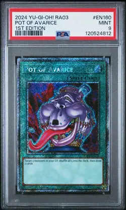 Yu-Gi-Oh! TCG Pot of Avarice RA03-EN160 Platinum Secret Rare 1st Ed PSA 9 MT - Image 2