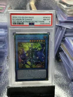 2024 YuGiOh! RA02 Illusions of Chaos 1st Edition SECRET RARE PSA 8 MINT # - Image 1