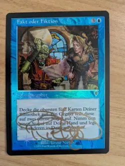 MtG *FOIL* *Signed* German Fact or Fiction from Invasion, Lightly Played - Image 1