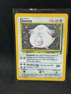 2000 Pokemon CHANSEY Base Set 2 HOLO Foil Rare Card 3/130 - Image 1