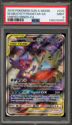 Pokemon Mega Sableye & Tyranitar GX Unified Minds Full Alt Art #226 PSA 9 Mint - Image 1