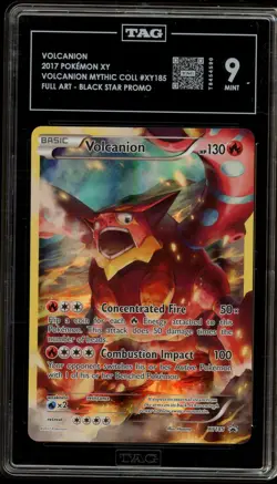 Pokemon Volcanion Mythical Coll. Black Star Full Art Promo XY185 TAG 9 Mint - Image 1