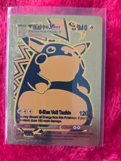 Pokemon Pikachu VMAX GOLD Foil Fan Art Collector Card - 310 HP - Image 1