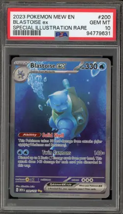 Pokemon Blastoise ex 151 MEW EN Special Illustration Rare #200 PSA 10 Gem Mint - Image 1