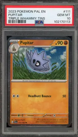Pokemon Pupitar Triple Whammy Tins Paldea Evolved #111 PSA 10 Gem Mint - Image 1