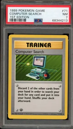 Pokemon Computer Search Base Set Shadowless 1st Edition Rare #71 PSA 7 - Image 1