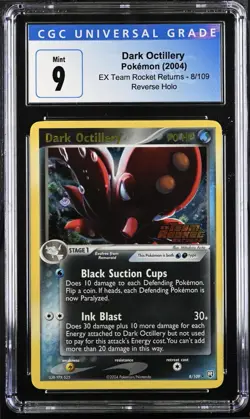 2004 Pokemon Ex Team Rocket Returns Dark Octillery Reverse Foil Cgc 9 - Image 1