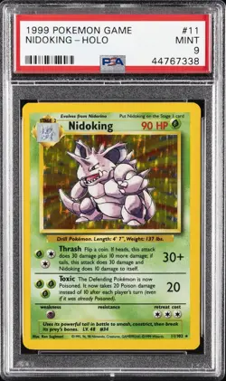 1999 POKEMON BASE SET UNLIMITED #11 NIDOKING-HOLO PSA 9 - Image 1