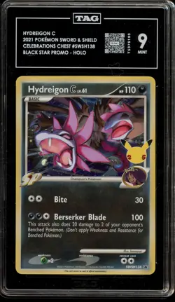 Pokemon Hydreigon C Celebrations Chest Black Star Holo Promo SWSH138 TAG 9 Mint - Image 1
