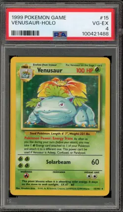 Pokemon Venusaur Base Set Unlimited Holo Rare #15 PSA 4 - Image 1