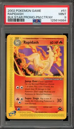 Pokemon Rapidash Pokemon Center NY Black Star Promo #51 PSA 9 Mint - Image 1