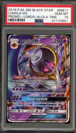 Pokemon Lunala GX Legends Alola Tins Black Star Promo SM17 PSA 10 Gem Mint - Image 1