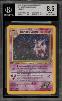 Pokemon Sabrina's Gengar Gym Heroes 1st Edition Holo Rare #14 BGS 8.5 - Image 1