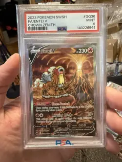 2023 POKEMON SWORD & SHIELD CROWN ZENITH #GG36 FULL ART/ENTEI V PSA 9 - Image 1