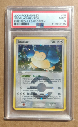 2004 Pokemon EX SNORLAX REV FOIL FIRE RED & LEAF GREEN #15 PSA 9 MINT - Image 1