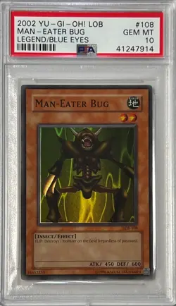 2002 Yu-Gi-Oh! PSA 10 GEM-MT 'Man-Eater Bug' LOB-108 ~SUPER RARE~ - Image 3