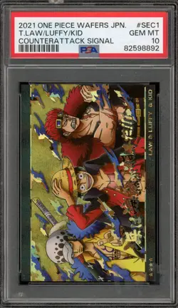 One Piece Wafers T.Law/Luffy/Kid Counterattack Signal Japanese #SEC1 PSA 10 - Image 1