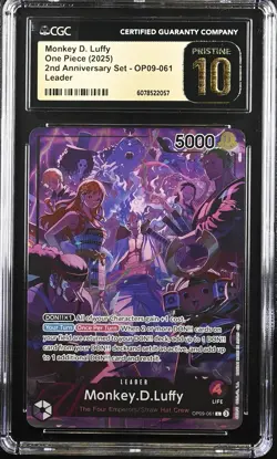 CGC PRISTINE 10 Monkey D. Luffy 2025 2nd Anniversary Set #OP09-061 One Piece - Image 1