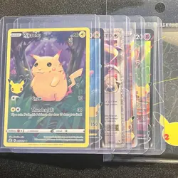 Pokemon 25th Celebrations 5 Card Lot Pikachu Surfing Pikachu Garchomp + Sleeves - Image 1