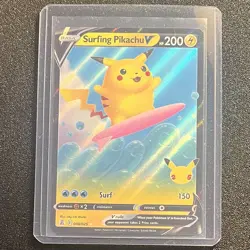 Pokemon 25th Celebrations 5 Card Lot Pikachu Surfing Pikachu Garchomp + Sleeves - Image 4