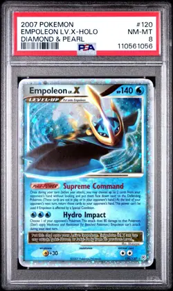 PSA 8 EMPOLEON LV.X 120/130 | D&P Base Holo Graded Pokemon Card - Image 1
